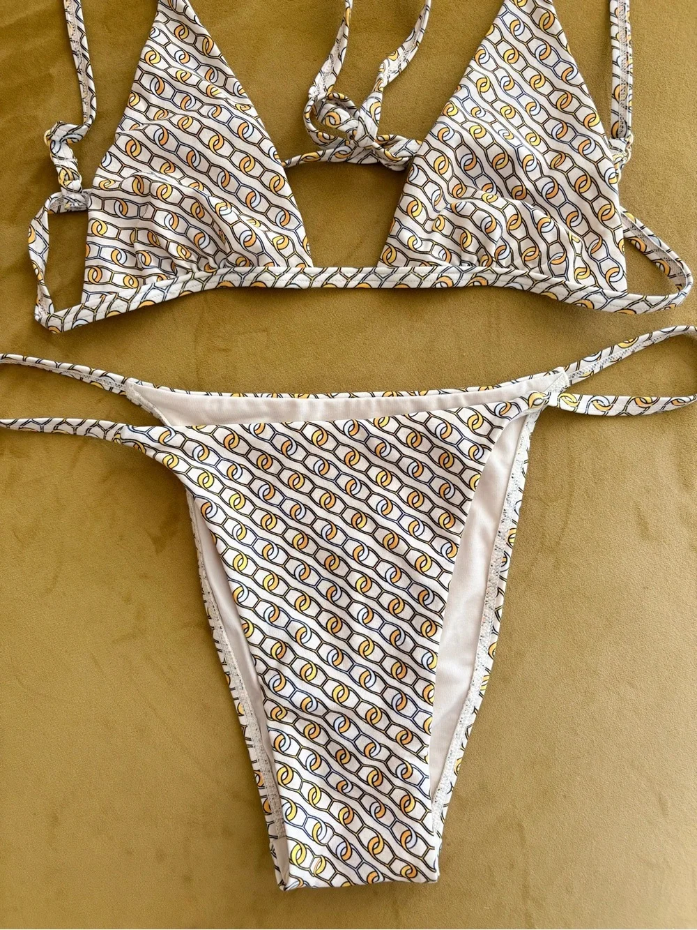Monday Swimwear Chain Geo Bikini Set Size S Top/M Bottom Luxury Designer